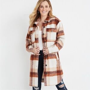 Maurice’s Plaid Longline Wool Blend Shacket